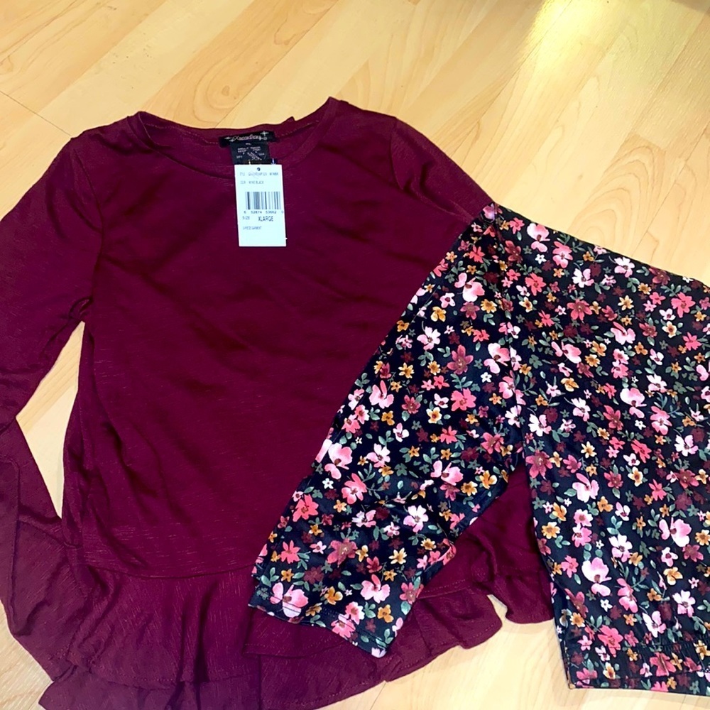 XTRAORDINARY‎ Girls XL fall shirt & leggings set NWT
